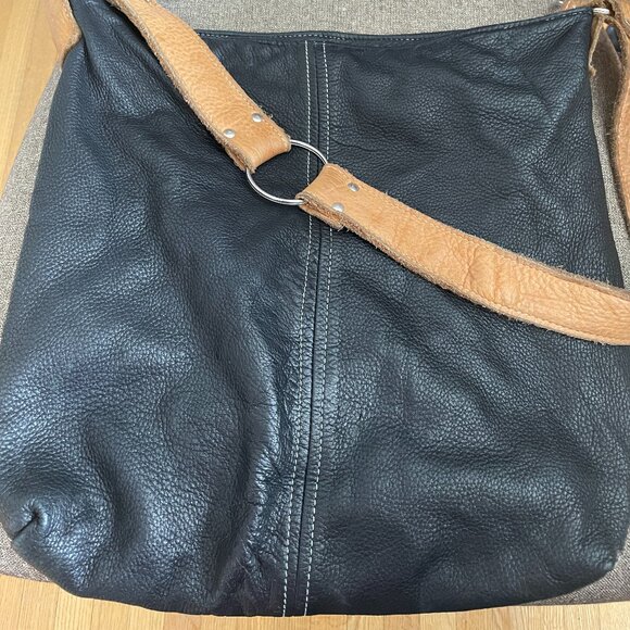 Hides in Hand Black Deer Leather Tote Handbag - Picture 1 of 10